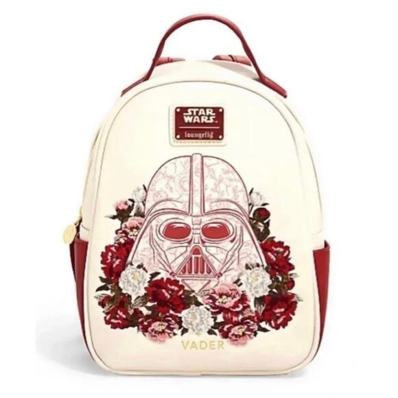 Loungefly Star Wars Darth Vader Mini Backpack Roses Floral NWT Ivory Red main image 7